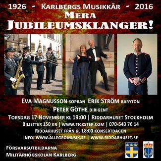 Karlbergs Musikkår. Konsert Riddarhuset, Stockholm 17 november 2016.
