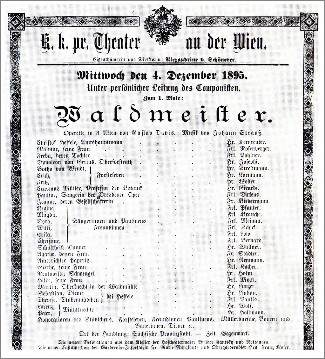 Johann Strauss d y, "Waldmeister", Theater an der Wien 4 december 1895. CD S 0122.