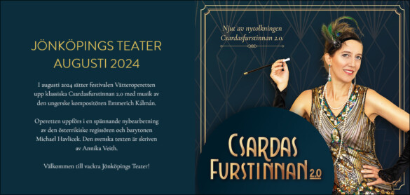 Kálmáns "Csárdásfurstinnan" på Jönköpings teater 2024. Bild Vätteroperetten.