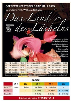 "Das Land des Lächelns", Operettenfestspiele Bad Hall sommaren 2015.