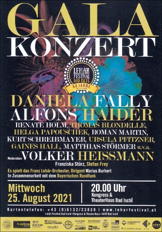 Galakonzert "60 Jahre Lehár Festival Bad Ischl" 25 augusti 2021. Bild: Lehár Festival Bad Ischl.