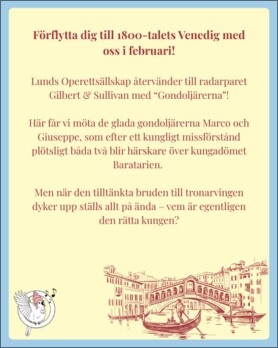 Lunds Operettsällskap. "Gondoljärerna". Februari 2026.