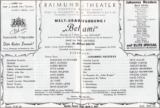 Rudolf Kattnig (1895-1955). "Bel ami" Raimund-Theater, Wien 1949.