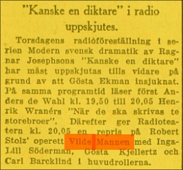 Robert Stolz, "Vilde mannen", Radiotjänst 1937. Källa: Svenska Dagbladet 30 december 1937.